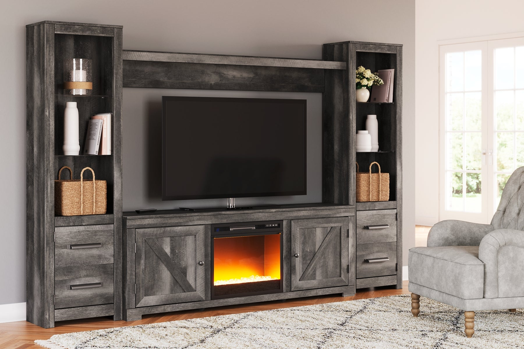 Home entertainment deals center with fireplace