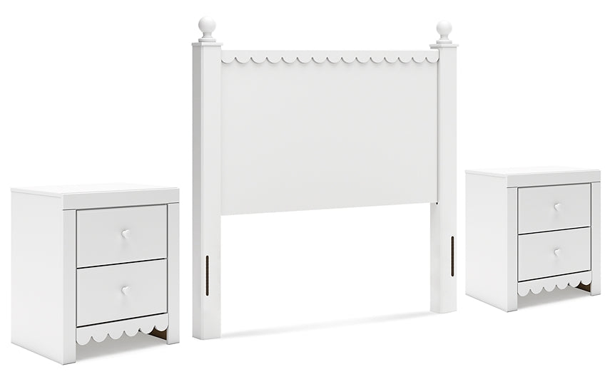 Mollviney Full Panel Headboard with 2 Nightstands