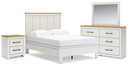 Linnocreek Full Panel Bed with Mirrored Dresser and Nightstand