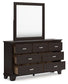 Covetown Twin Panel Bed with Mirrored Dresser and Chest