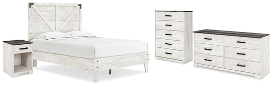 Shawburn Full Platform Bed with Dresser, Chest and Nightstand