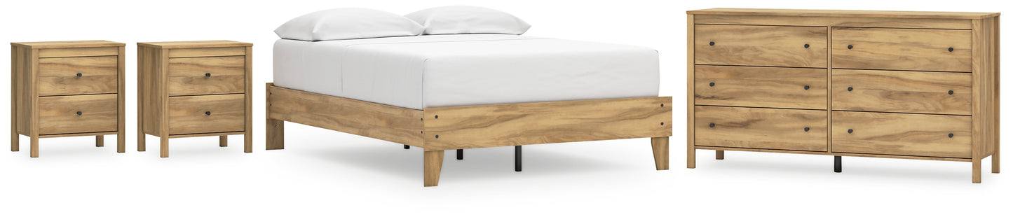 Bermacy Full Platform Bed with Dresser and 2 Nightstands