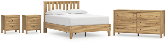 Bermacy Full Platform Panel Bed with Dresser and 2 Nightstands