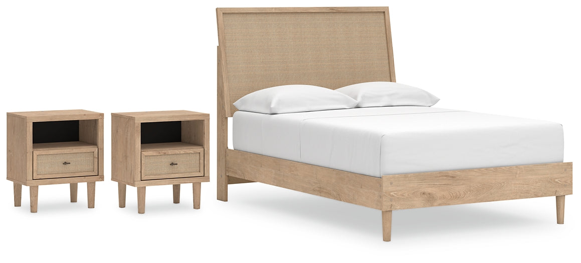 Cielden Full Panel Bed with 2 Nightstands