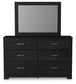 Belachime Twin Panel Bed with Mirrored Dresser and Chest