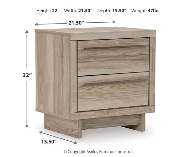 Hasbrick Queen Panel Bed with Mirrored Dresser and Nightstand