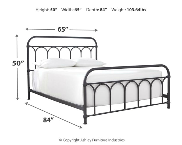 Nashburg Queen Metal Bed with Mattress