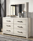 Cambeck Full Panel Bed with 4 Storage Drawers with Mirrored Dresser and 2 Nightstands